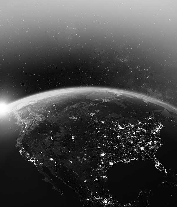 Foto del mundo de noche apuntando a Norteamérica